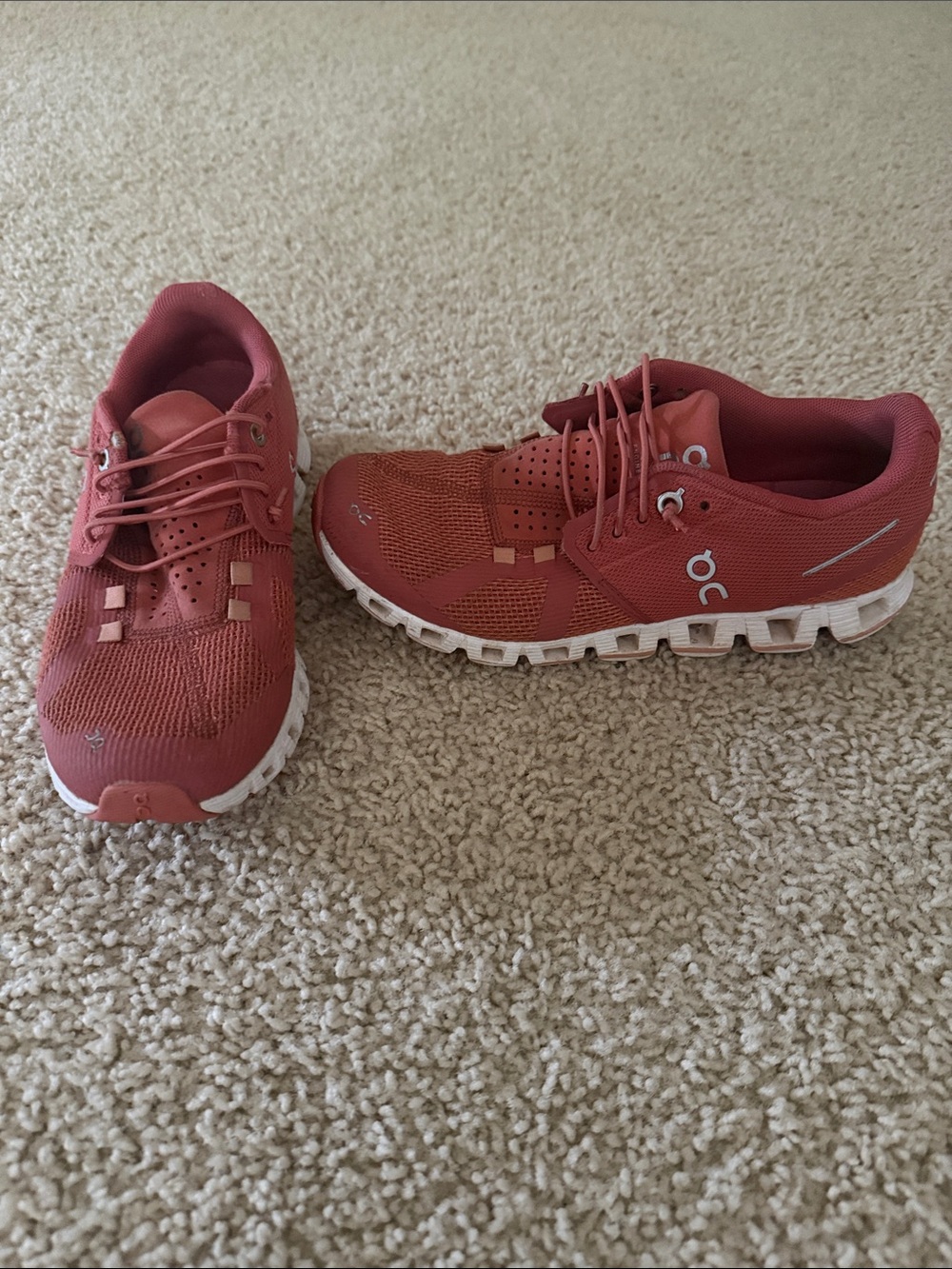 On Running Coral Red Sneakers